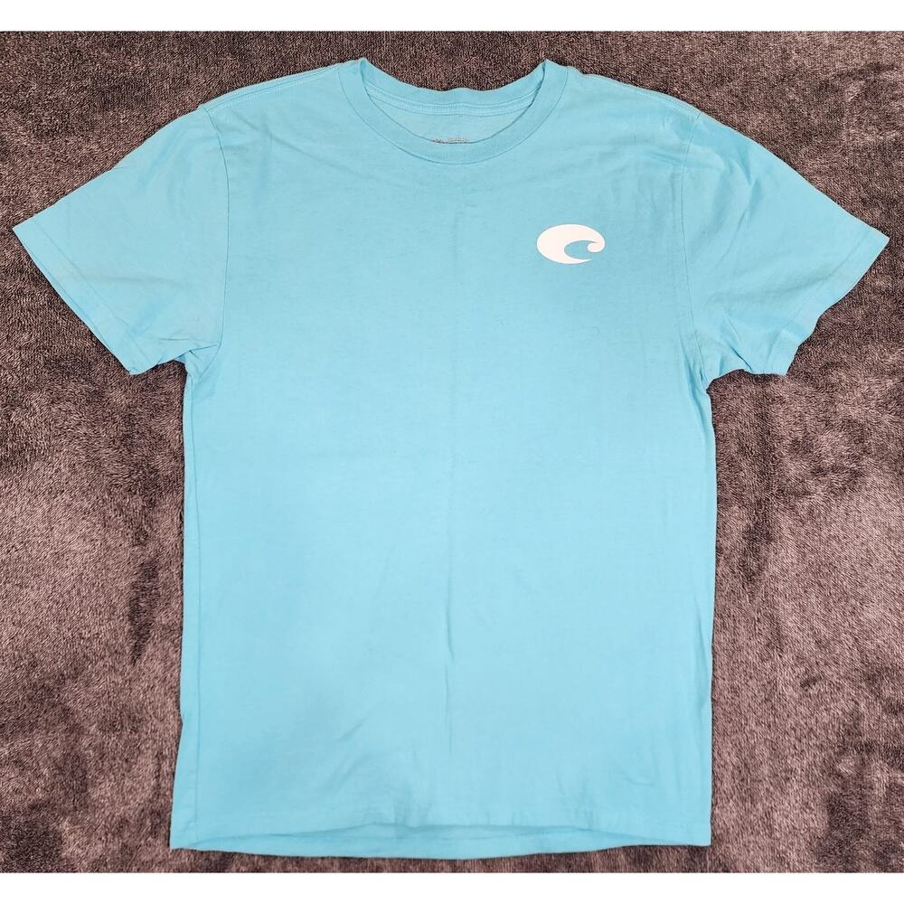 Costa Shirt Mens M Blue Fish Graphic Logo Born On The Water Tagless Cotton